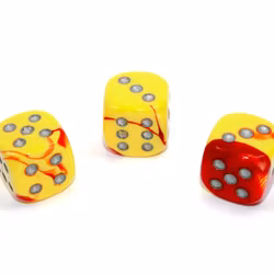 Tärningar - Gemini 16mm d6 Red/Yellow/Silver Dice Block (12 dice)