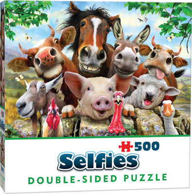 Dubbelsidigt pussel - Selfie Farm Friends, 500 Bitar, Förpackning