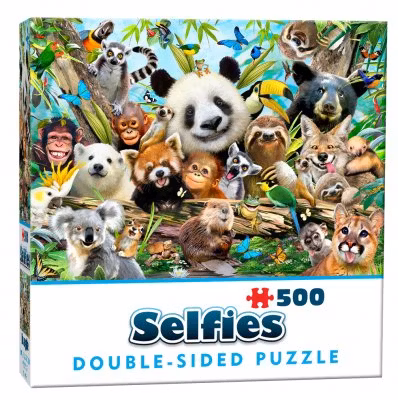 Dubbelsidigt pussel - Jungle Selfie, 500 Bitar, Förpackning