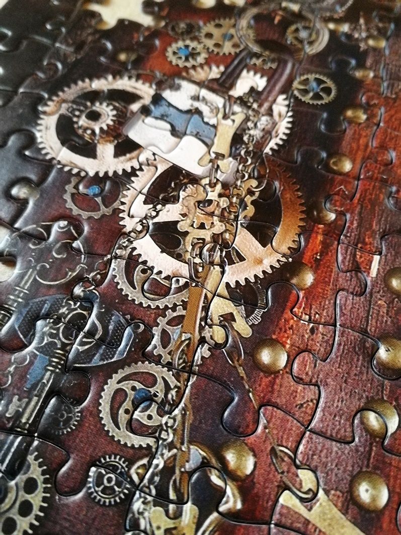 Vintage Pussel - Steam Punk, 500 Bitar. In zoomning på pusslet.