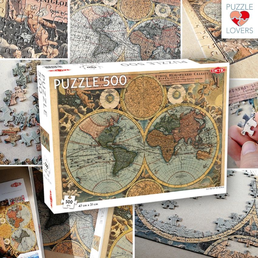 Vintage Pussel - Old Map of the World, 500 Bitar. Förpackning