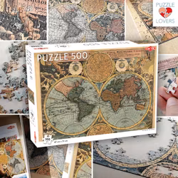 Vintage Pussel - Old Map of the World - 500 Bitar pussel