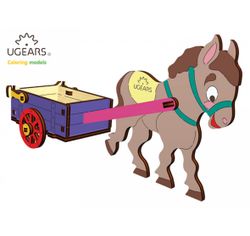 Åsna med Vagn - Byggsats i trä