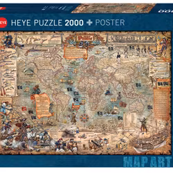 Vintage Pussel - Fine Art Map Pirate World - 2000 Bitar pussel