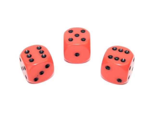 Orangea tärningar med svarta prickar från Chessex | 16mm | D6