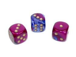 Tärningar - Gemini 16mm d6 Blue-Purplegold Dice Block (12 dice)