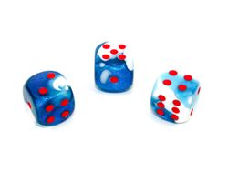 Tärningar - Gemini 16mm d6 Astral Blue-White/red Dice Block (12 dice)