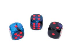 Tärningar - Gemini 16mm d6 Black-Starlight/red Dice Block (12 dice)