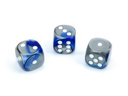 Tärningar - Gemini 16mm d6 Blue-Steel/white Dice Block (12 dice)