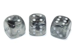 Tärningar - Borealis 16mm d6 Light Smoke/silver Luminary Dice Block (12 dice)