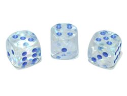 Tärningar - Borealis 16mm d6 Icicle/light blue Luminary Dice Block (12 dice)