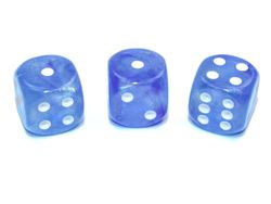 Tärningar - Borealis 16mm d6 Sky Blue/white Luminary 16mm d6 Dice Block (12 dice)