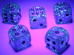 Tärningar - Borealis 16mm d6 Royal Purple/gold Luminary Dice Block (12 dice)