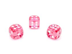 Tärningar - Translucent 16mm d6 Pink/white Dice Block (12 dice)