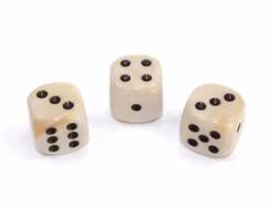 Tärningar - Marble d6 Dice Ivory/black 16mm Block (12 dice)