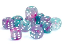 Tärningar - Nebula 16mm d6 Wisteria-white Luminary Dice Block (12 dice)