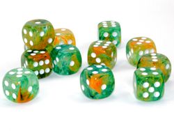 Tärningar - Nebula 16mm d6 Spring/white Luminary Dice Block (12 dice)