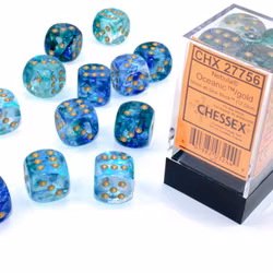 Tärningar - Nebula d6 Dice Oceanic/gold Luminary 16mm Block (12 dice)