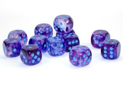Tärningar - Nebula 16mm d6 Nocturnal/blue Luminary Dice Block (12 dice)