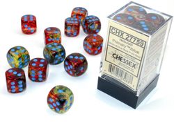 Tärningar - Nebula 16mm d6 Primary/blue Luminary Dice Block (12 dice)