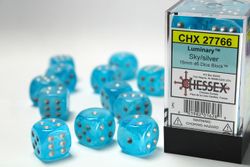 Tärningar - Luminary 16mm d6 Sky/silver Dice Block (12 dice)