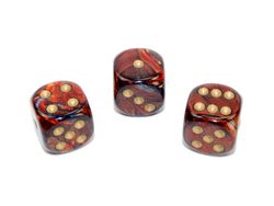 Tärningar - Scarab 16mm d6 Blue Blood-gold Dice Block (12 dice)