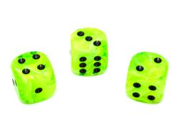 Tärningar - Vortex 16mm d6 Bright Green/black Dice Block (12 dice)