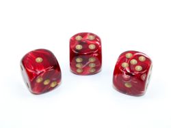 Tärningar - Vortex 16mm d6 Burgundy/gold Dice Block (12 dice)