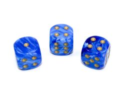Tärningar - Vortex 16mm d6 Blue/gold Dice Block (12 dice)