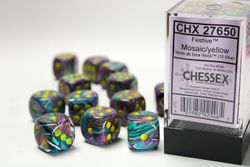 Tärningar - Festive 16mm d6 Mosaic/yellow Dice Block (12 dice)