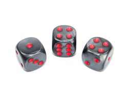 Tärningar - Velvet 16mm d6 Black/red Dice Block (12 dice)