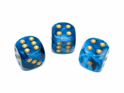 Tärningar - Phantom 16mm d6 Teal/gold Dice Block (12 dice)