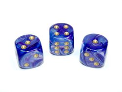 Tärningar - Lustrous 16mm d6 Purple/gold Dice Block (12 dice)