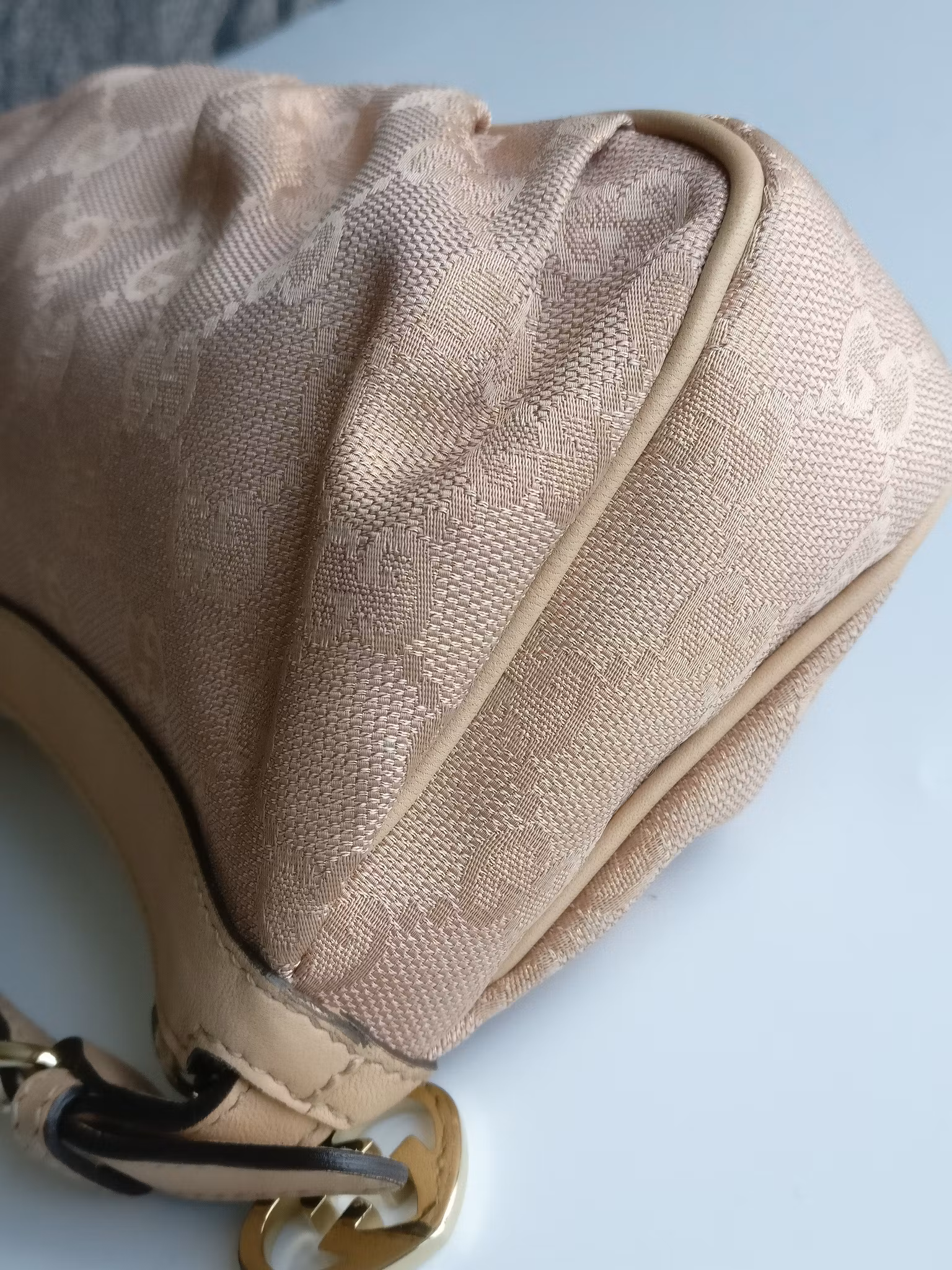 Gucci Pink GG Canvas Interlocking G Heart Pochette