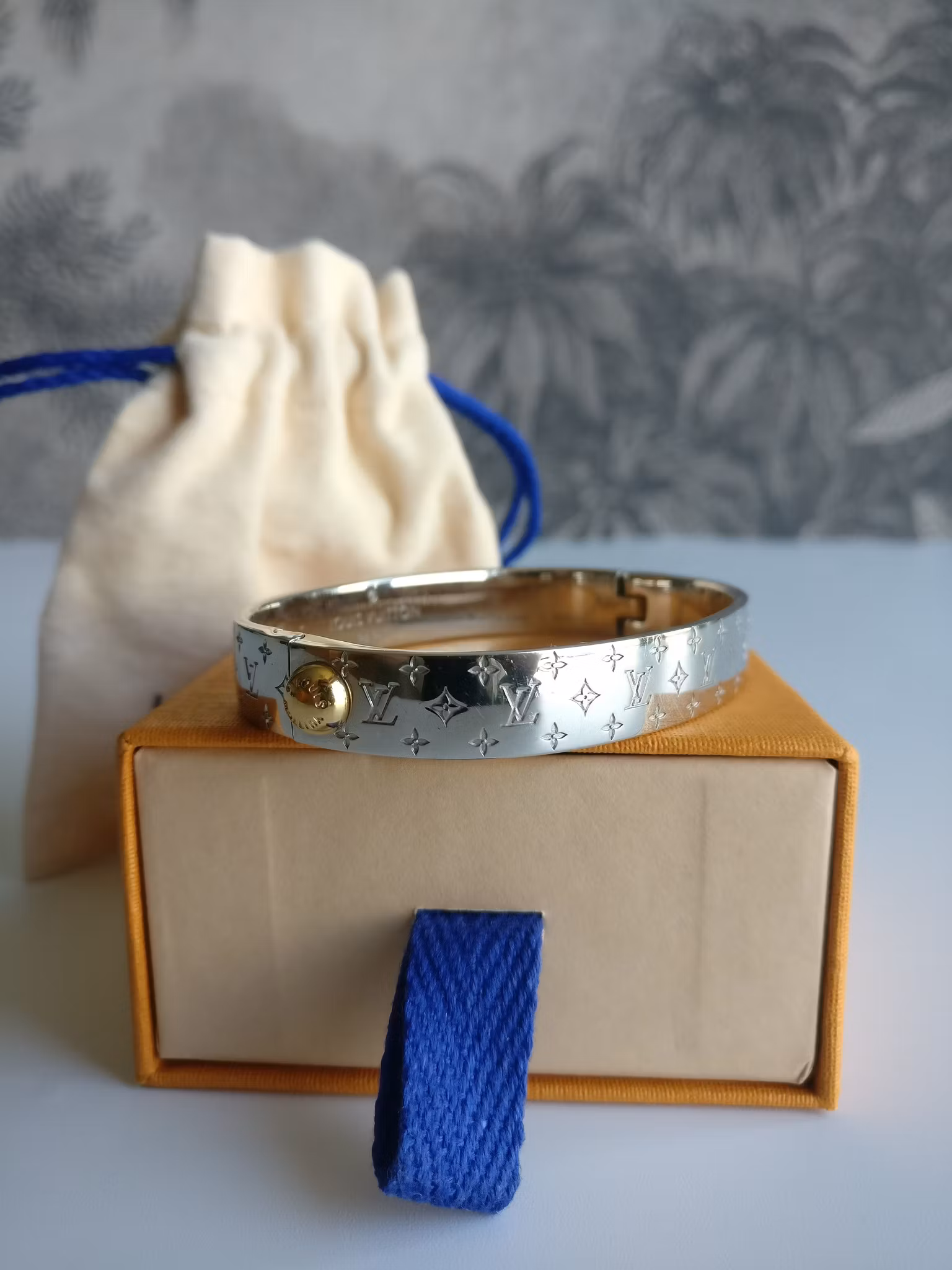 Louis Vuitton Nanogram cuff Bracelet silver