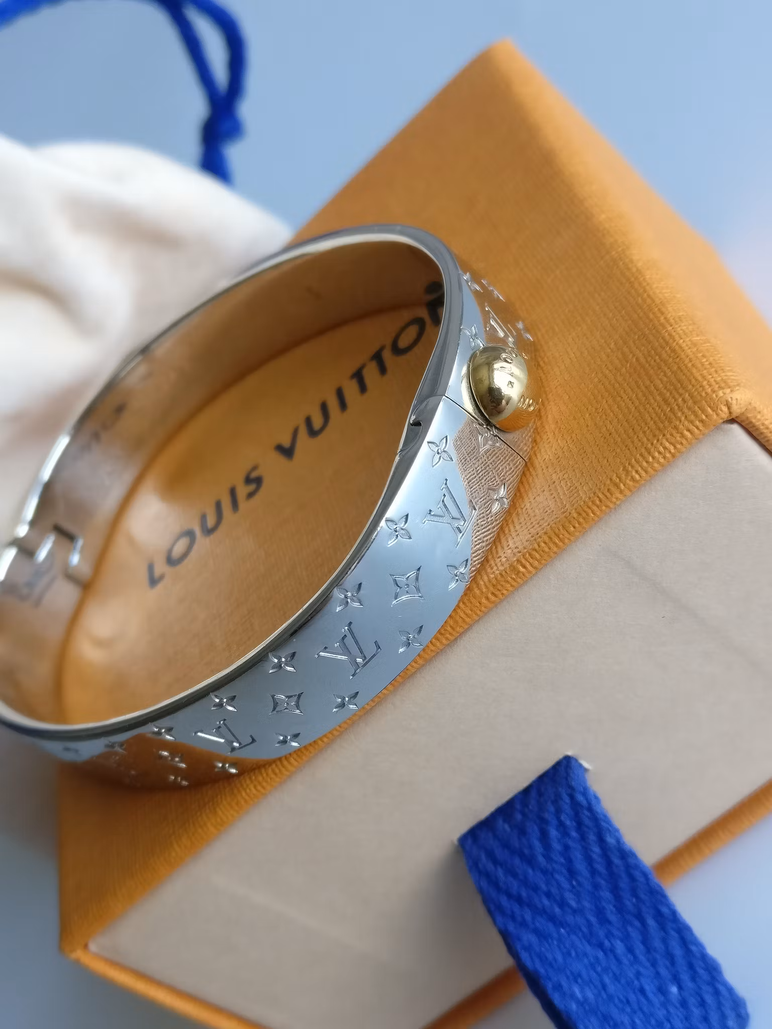 Louis Vuitton Nanogram cuff Bracelet silver