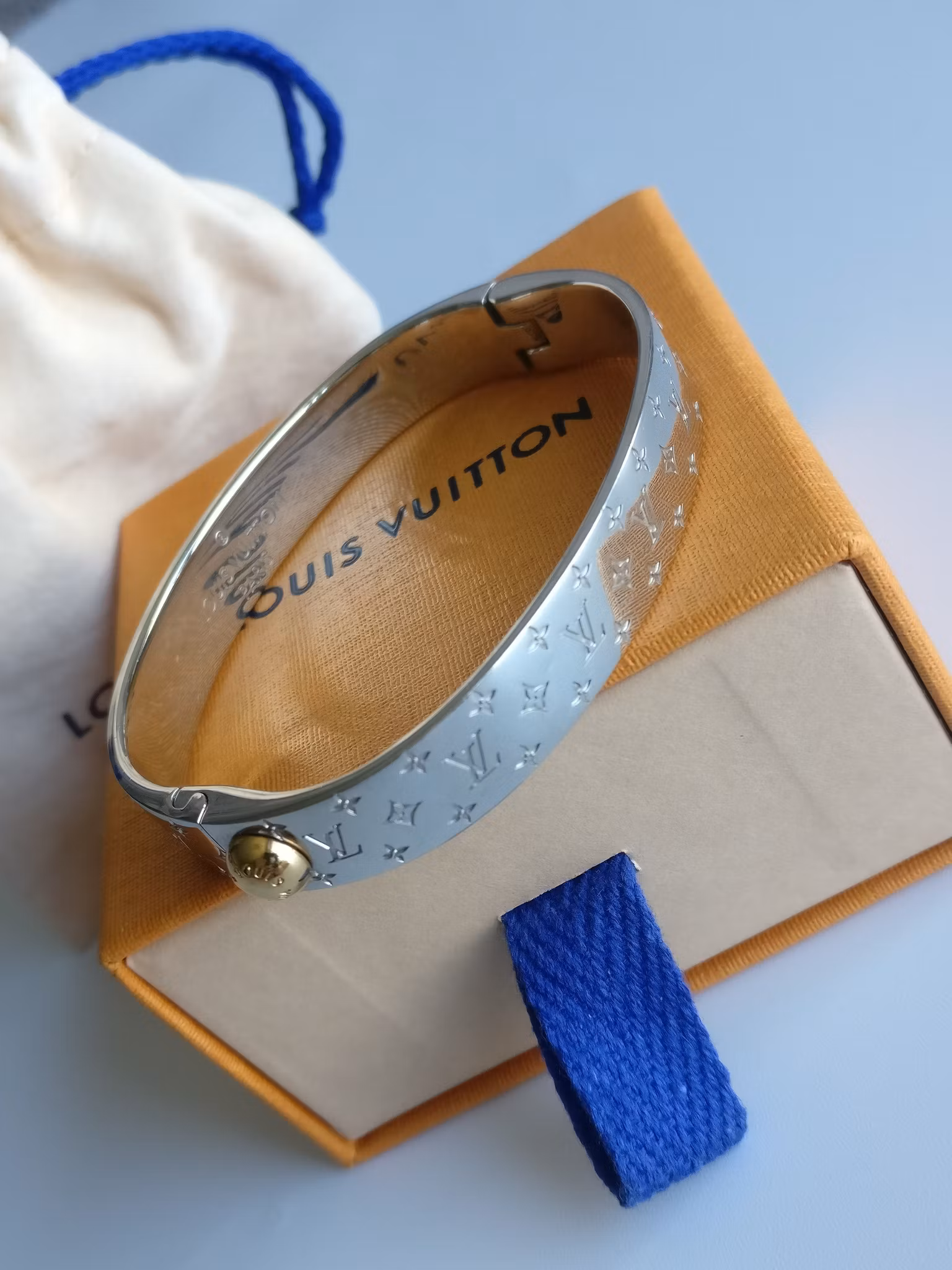 Louis Vuitton Nanogram cuff Bracelet silver