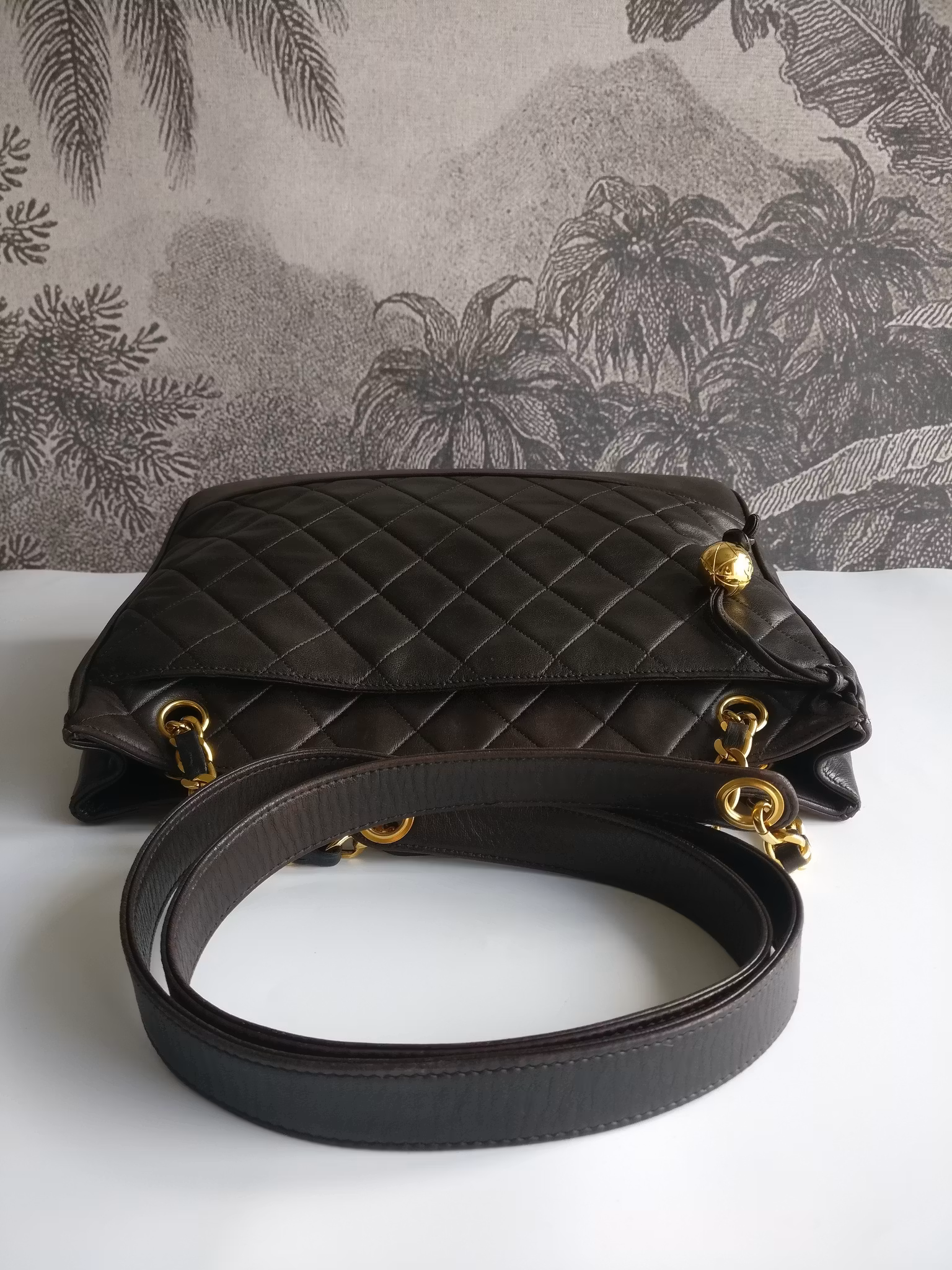 Chanel shopper quilted tote black lambskin