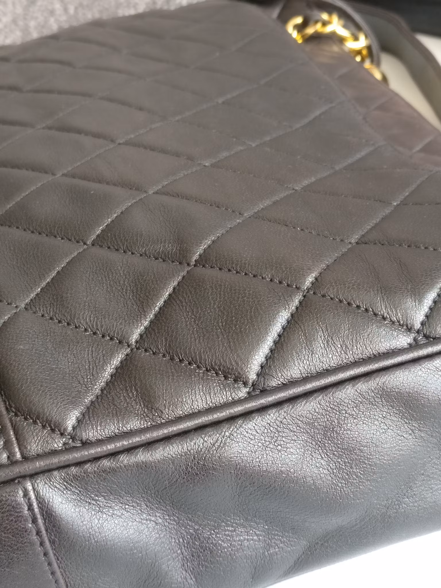 Chanel shopper quilted tote black lambskin