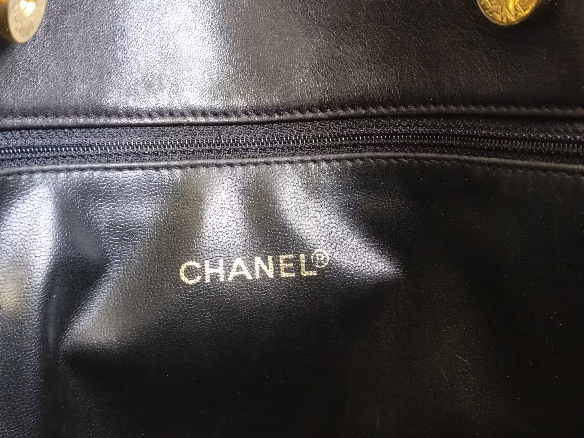 Chanel shopper quilted tote black lambskin