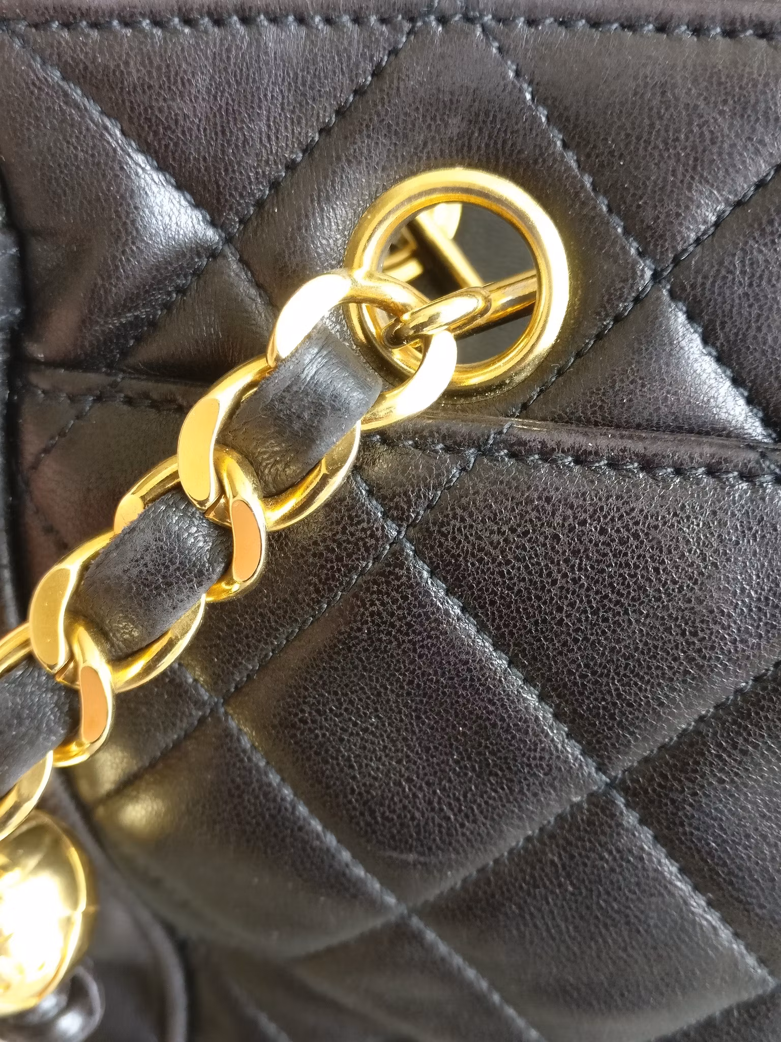 Chanel shopper quilted tote black lambskin