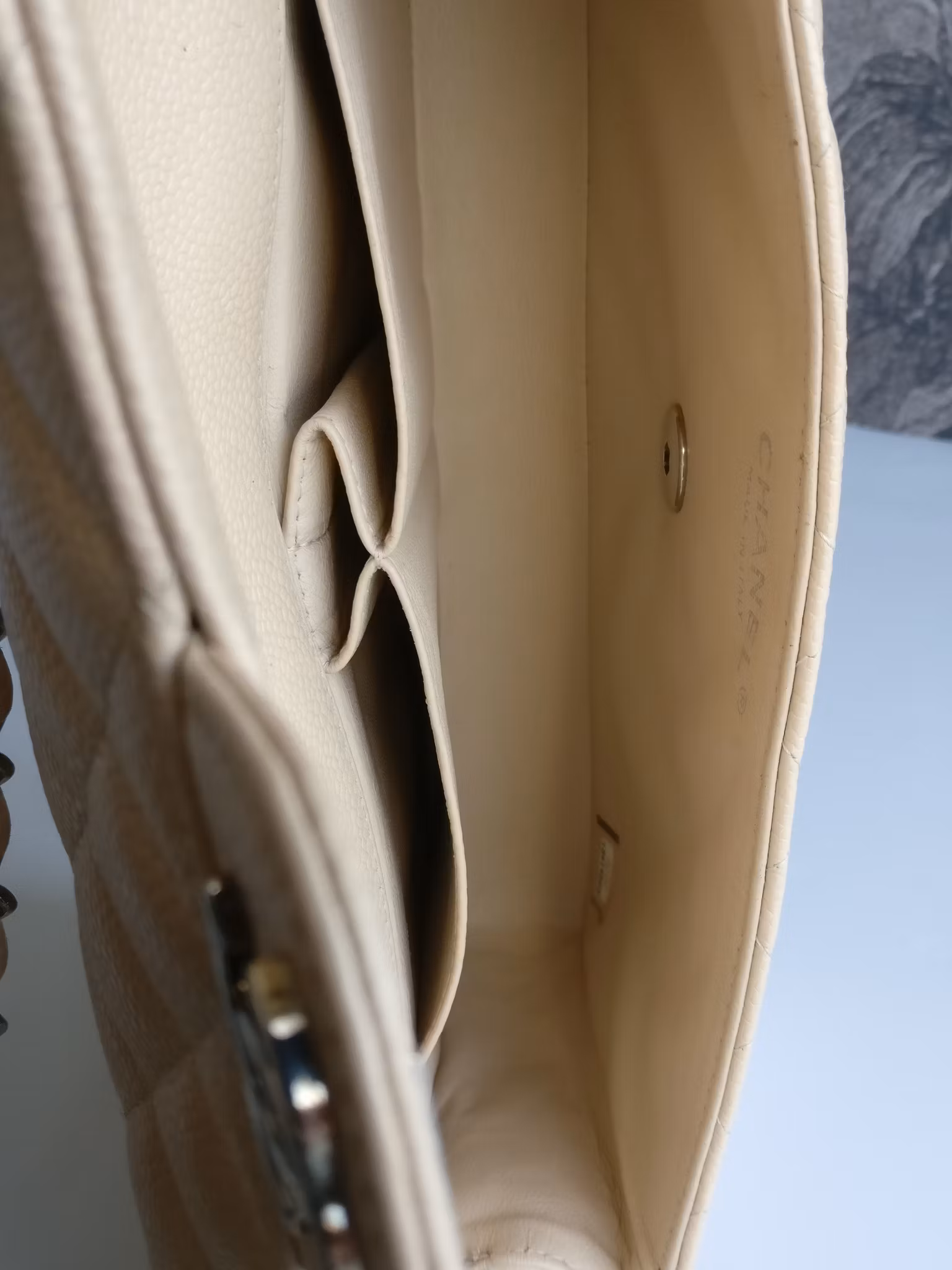 Chanel East West flap bag caviar