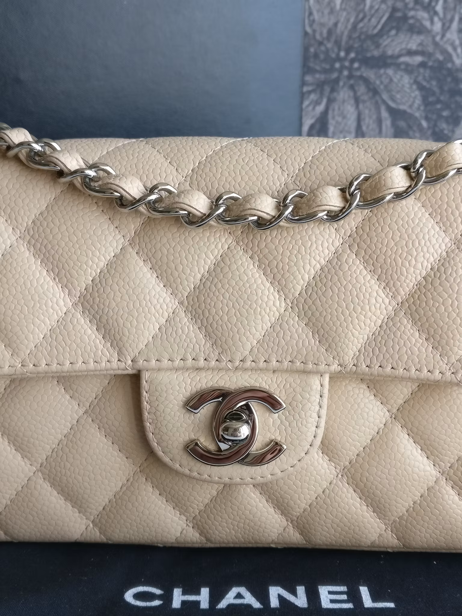 Chanel East West flap bag caviar