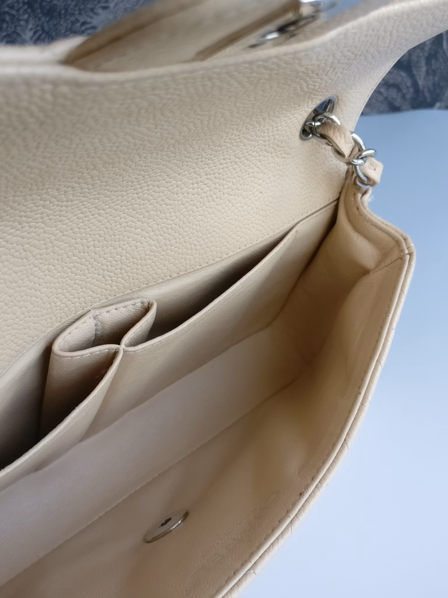 Chanel East West flap bag caviar