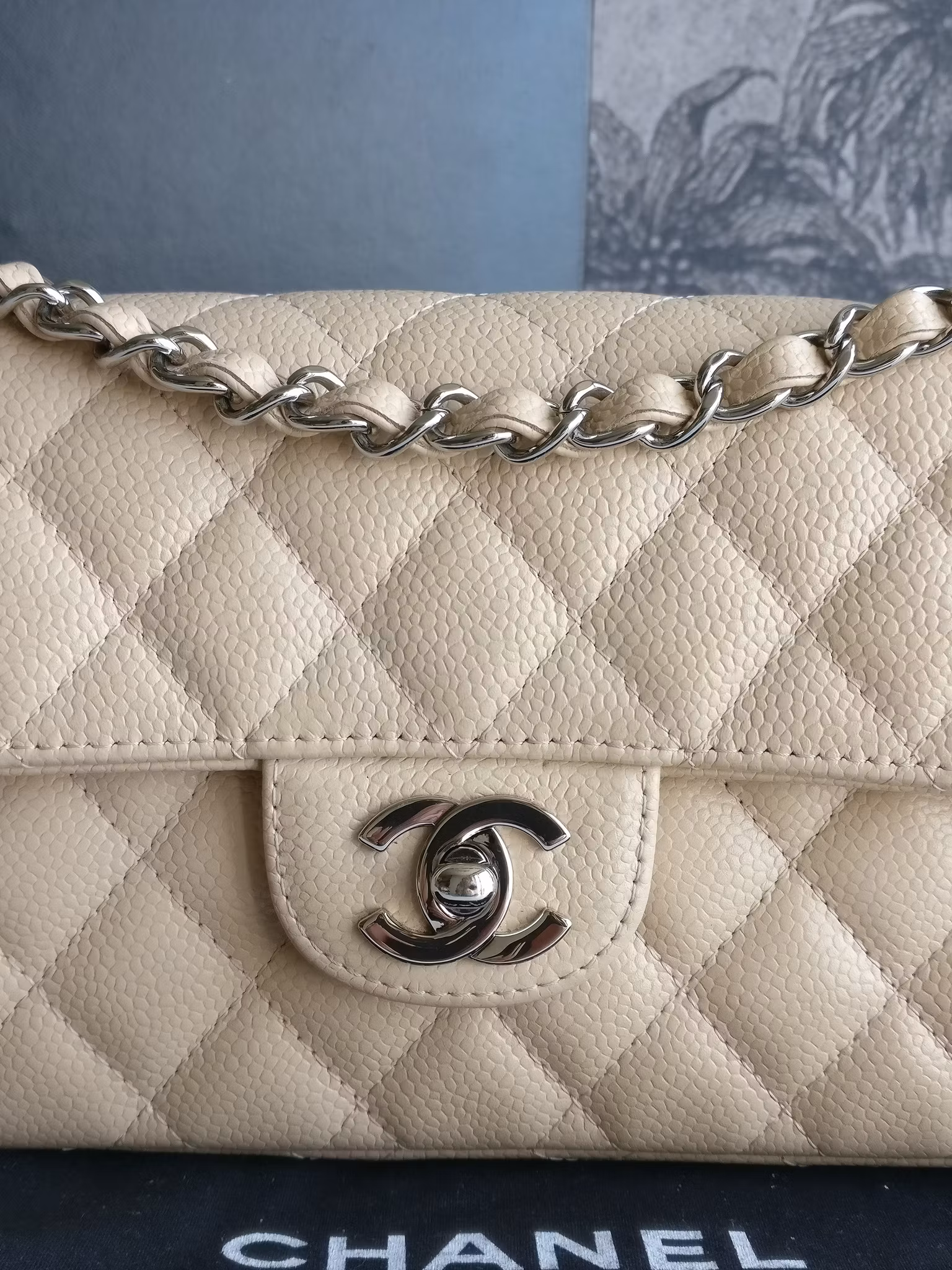 Chanel East West flap bag caviar