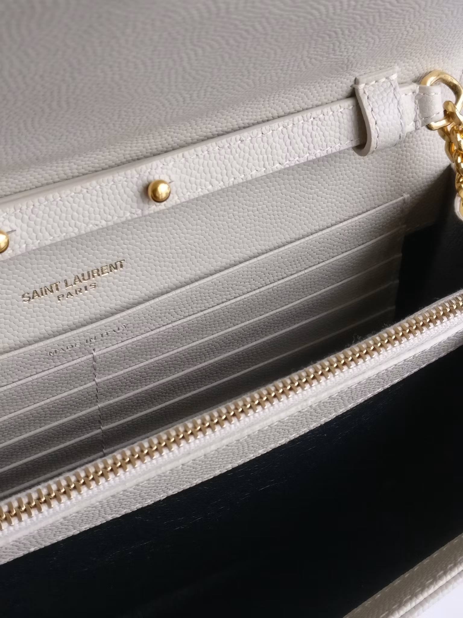 Saint Laurent Chain Wallet Crema Soft