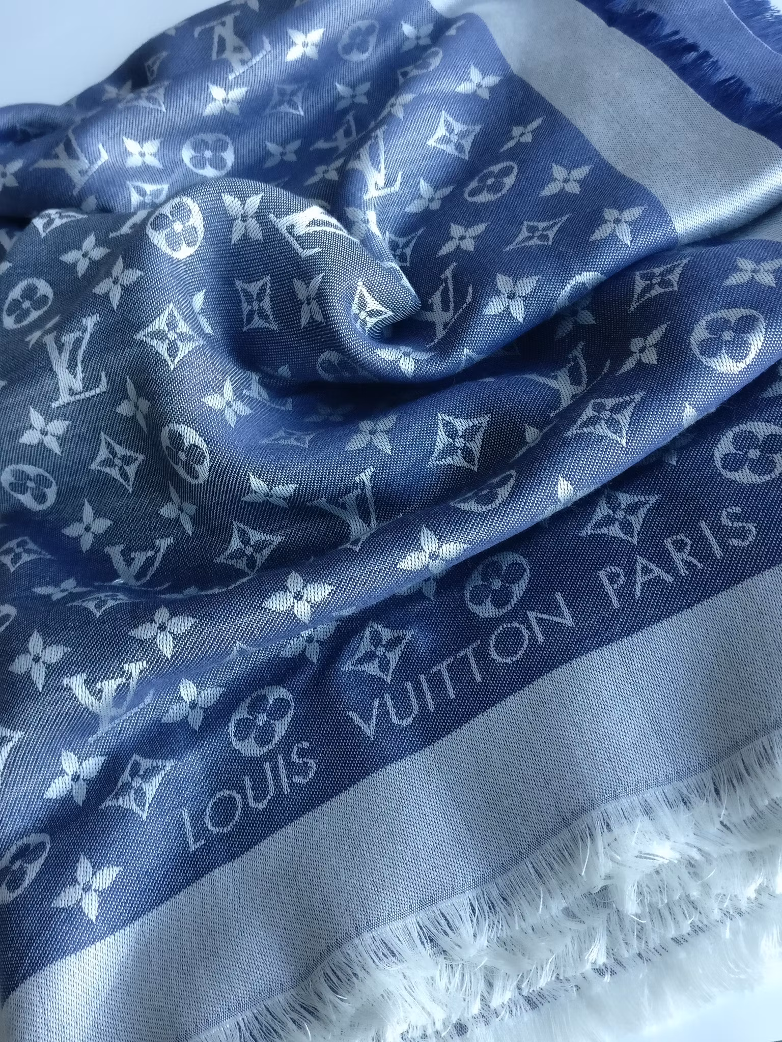 Louis Vuitton Blue Denim Monogram Shawl