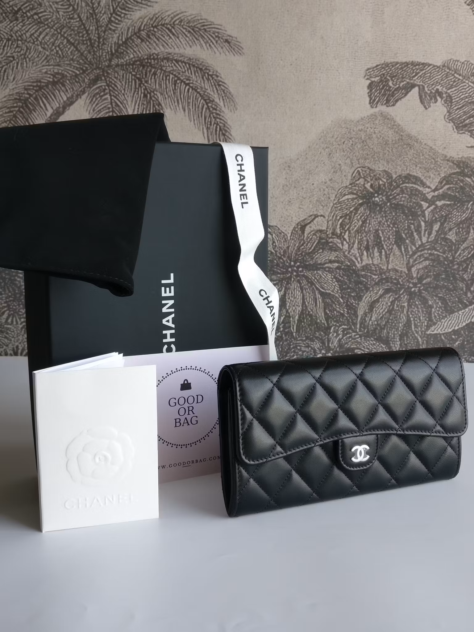 Chanel classic wallet black lambskin SHW