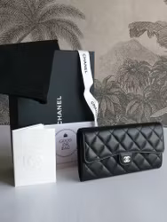 Chanel classic wallet black lambskin SHW