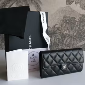 Chanel classic wallet black lambskin SHW